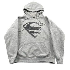 Superman Bats Logo Hoodie Mens Large Grey Batman Teepublic Pullover